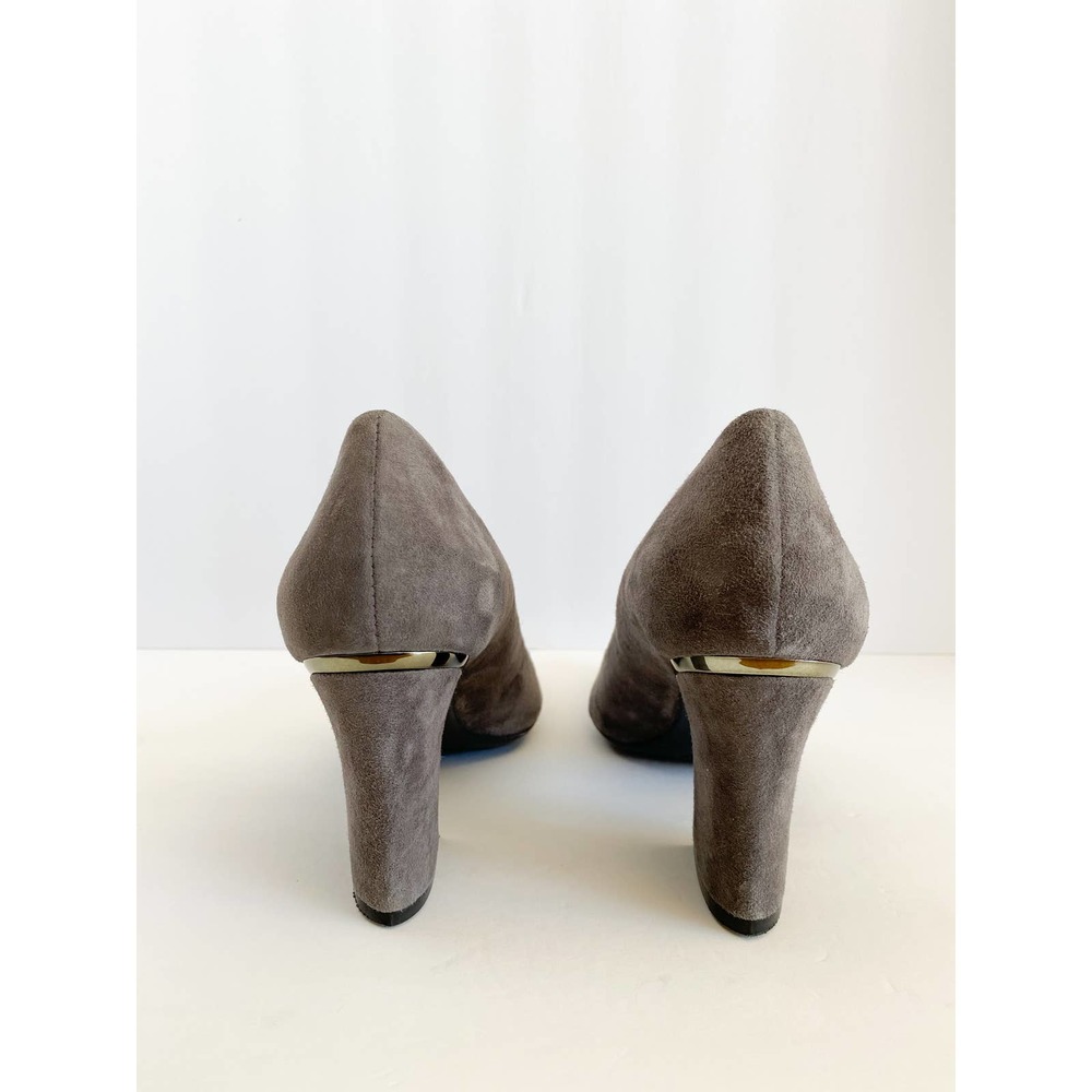 VANELI Women's Gray Suede Pointed Toe Chunky Block Heel Pumps size 10 Narrow - Picture 5 of 11